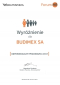 Budimex z wyróżnieniem Odpowiedzialny Pracodawca 2017