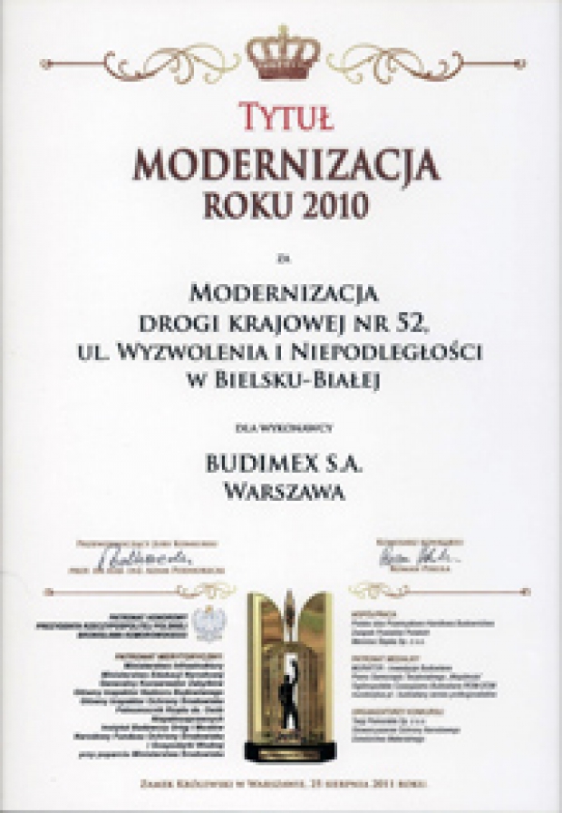 Budimex laureatem nagrody Modernizacja Roku 2010