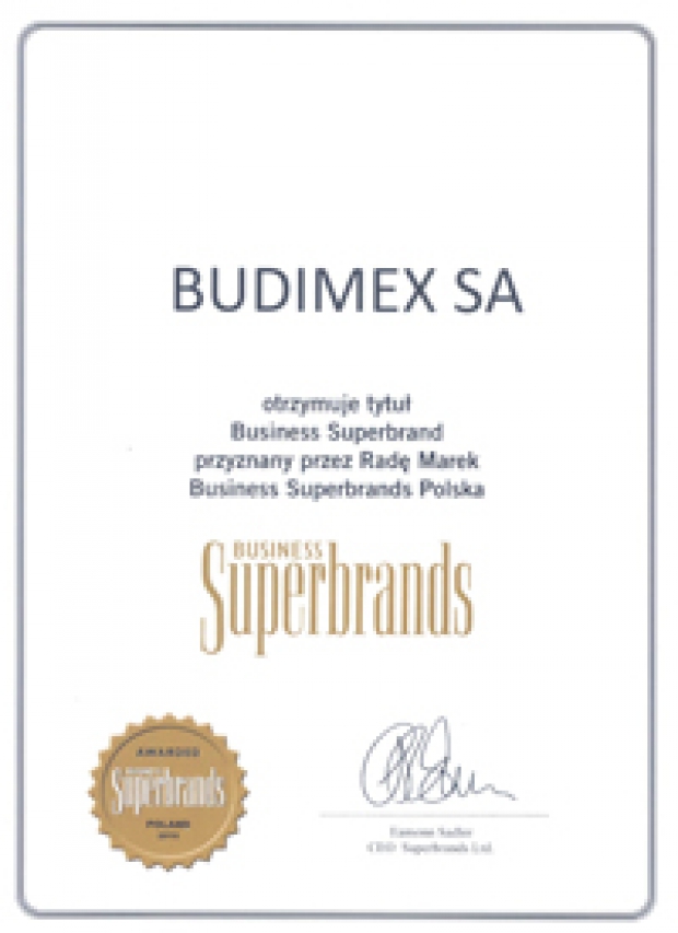 Budimex SA  nagrodzony tytułem Business Superbrand 2010